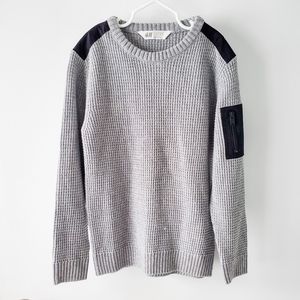 H&M Grey Knit w/ Black Paneling Crew Neck Sweater